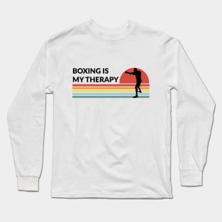 Boxing Is My Therapy Retro Vintage Long Sleeve T-Shirt